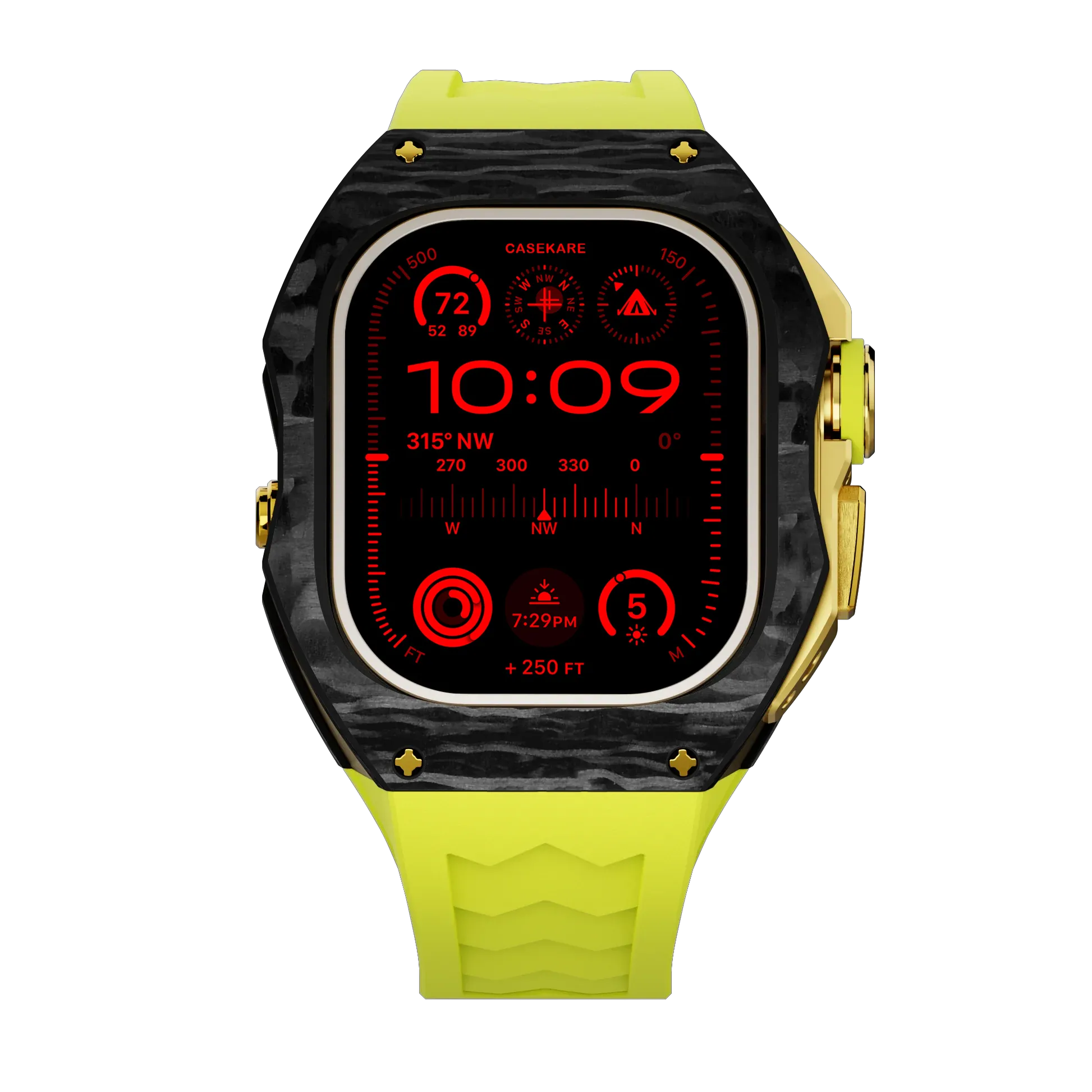 Apple Watch Ultra Case Black Carbon RL - Lime Rubber