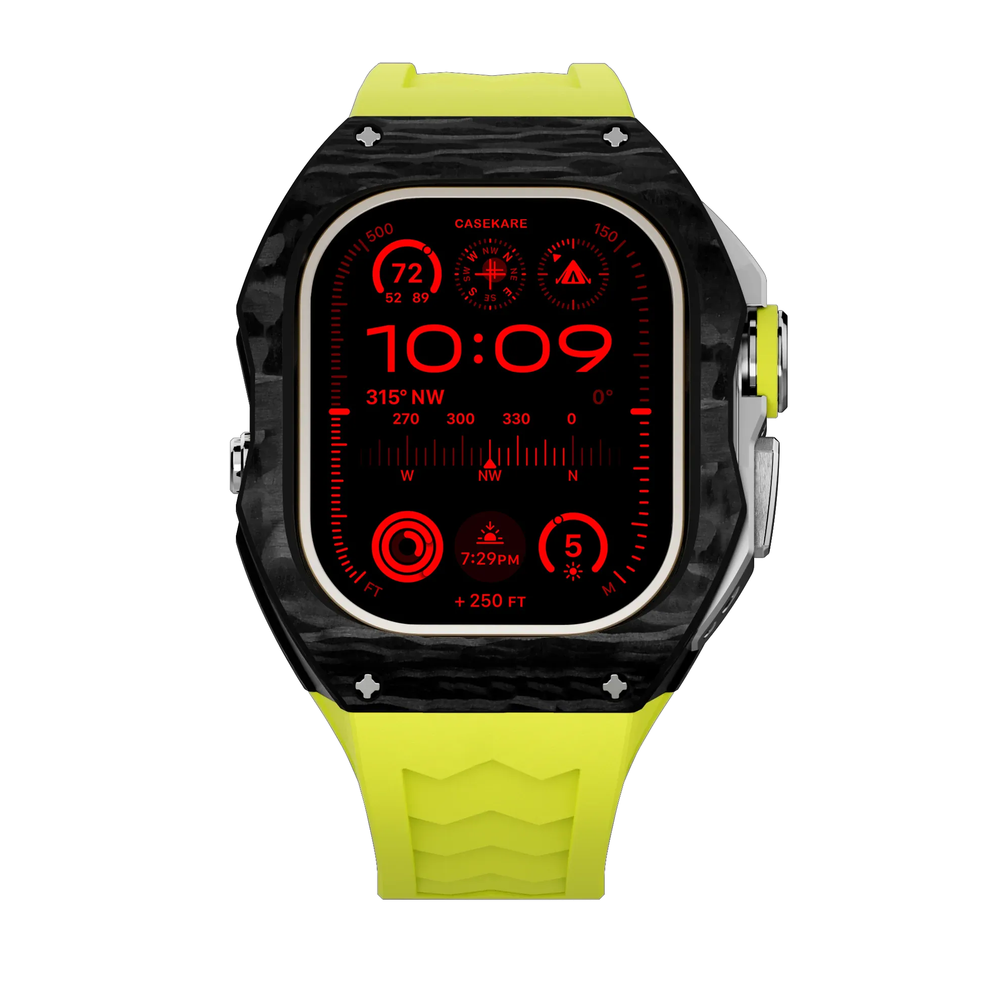 Apple Watch Ultra Case Black Carbon RL - Lime Rubber