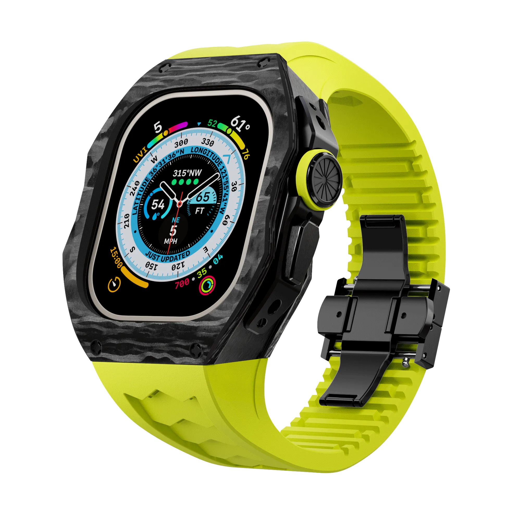 Apple Watch Ultra Case Black Carbon RL - Lime Rubber