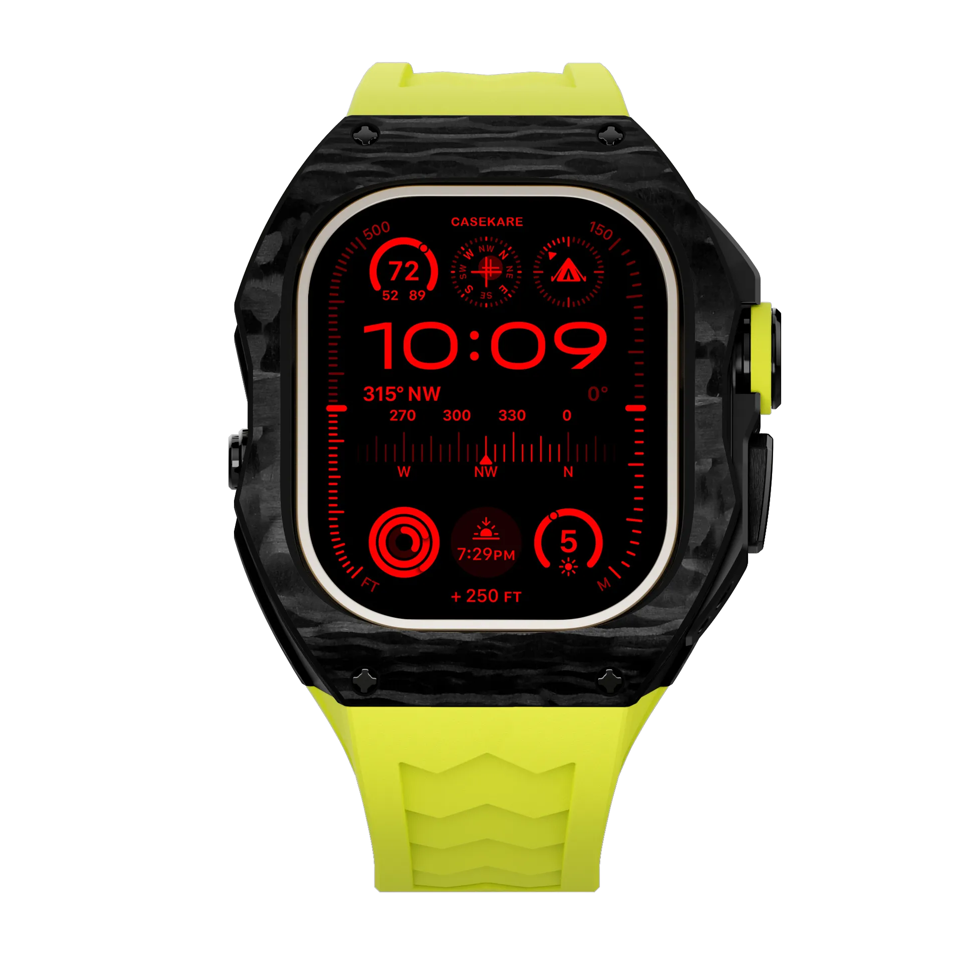 Apple Watch Ultra Case Black Carbon RL - Lime Rubber