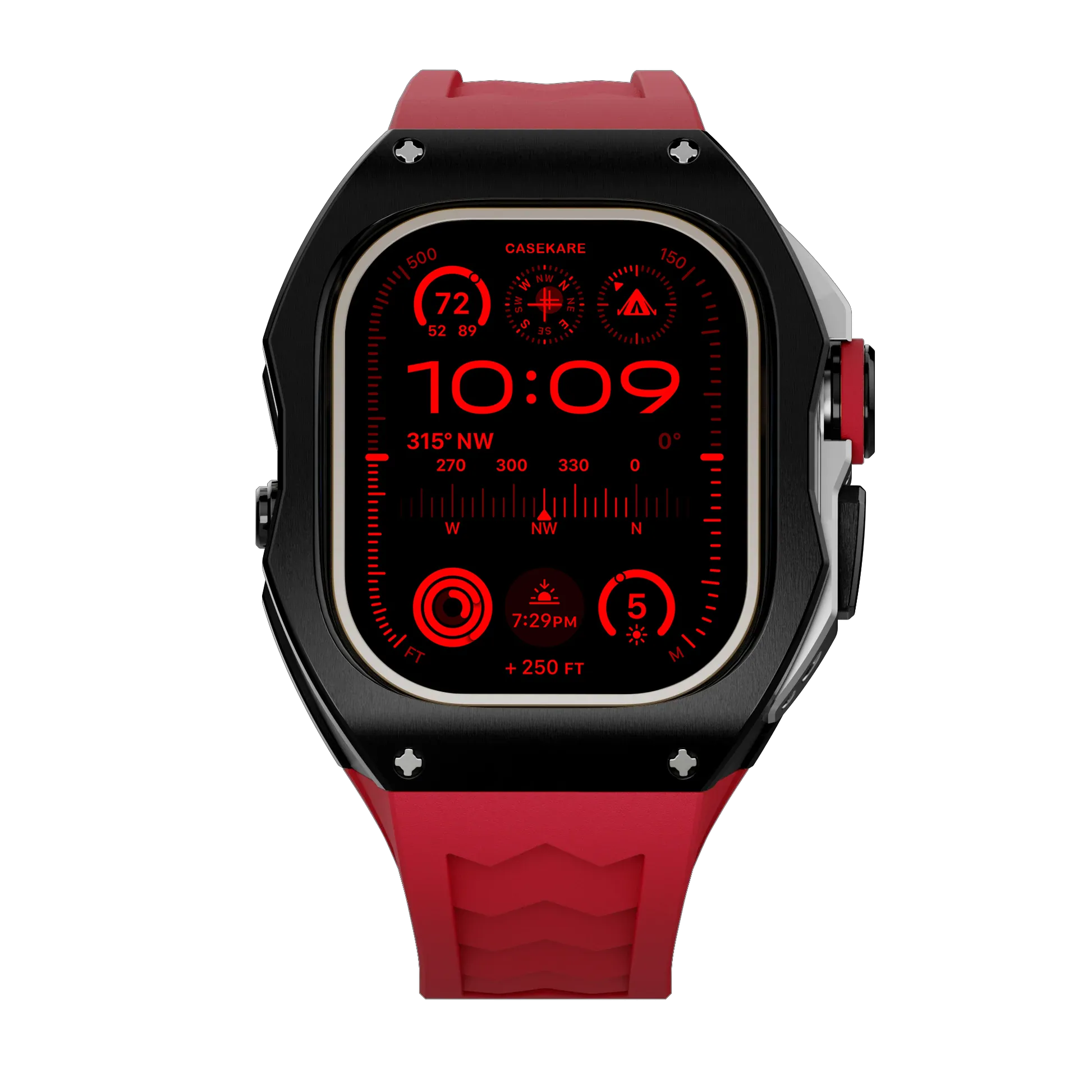 Apple Watch Ultra case black titan RL - red rubber