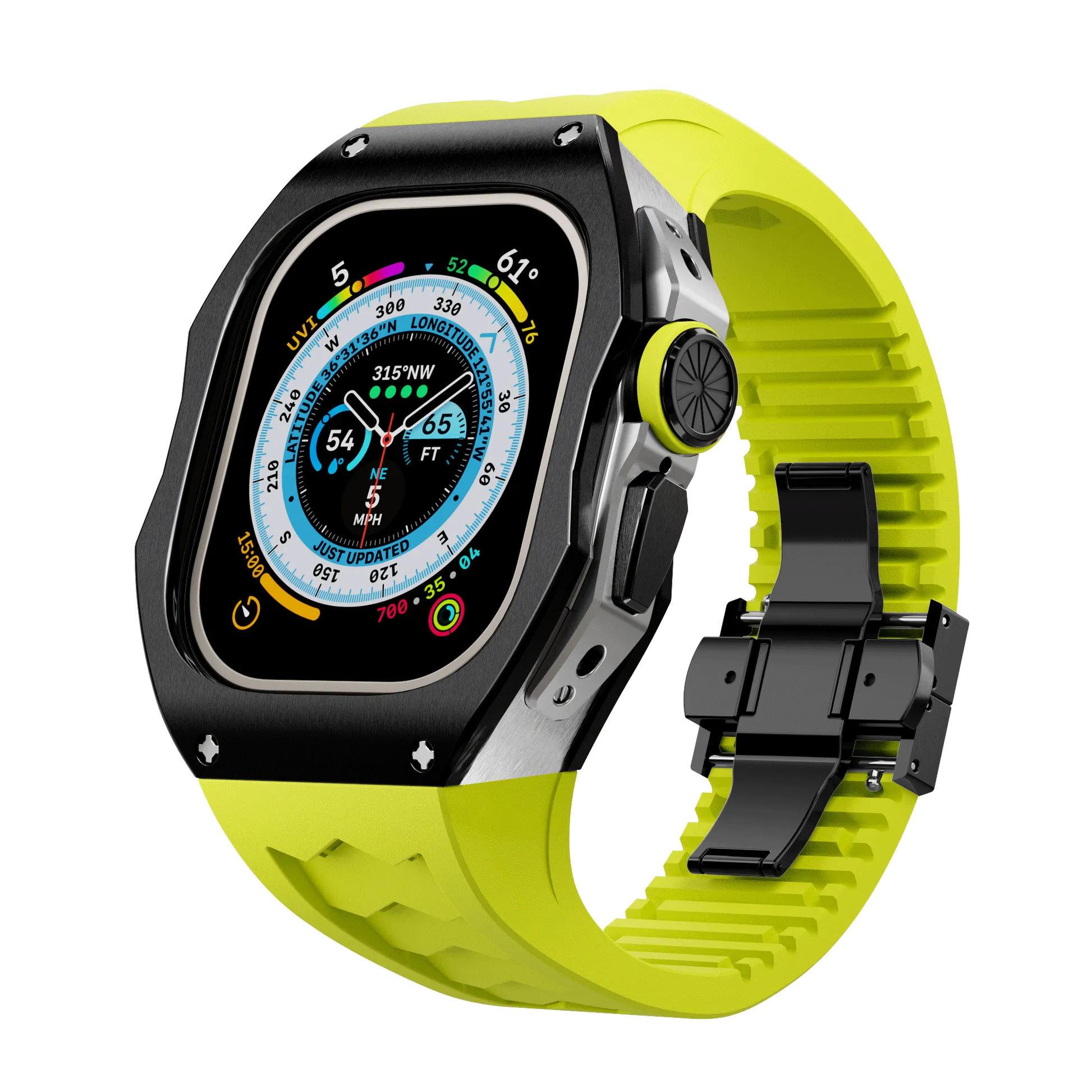 Apple Watch Ultra case black titan RL - lime rubber