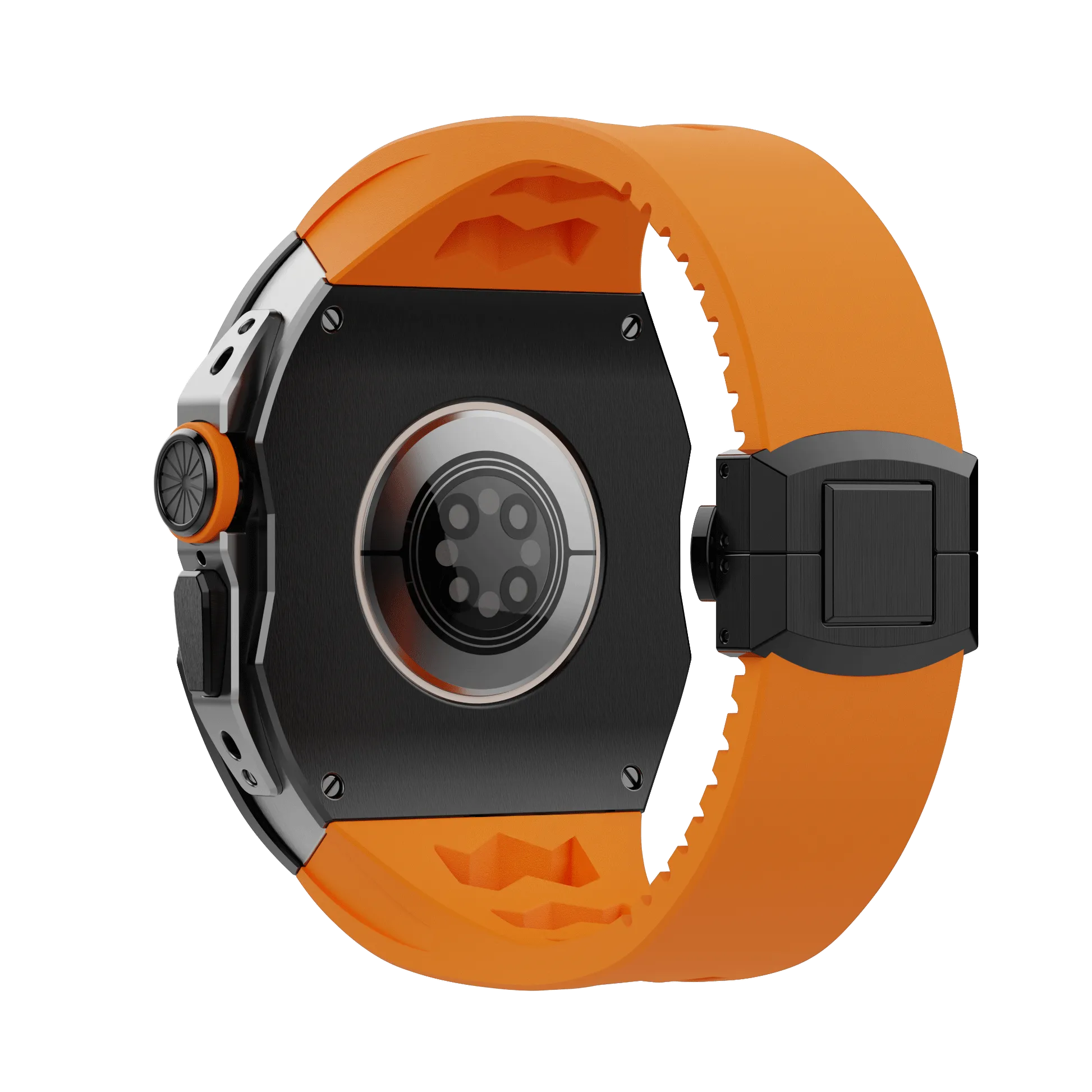 Apple Watch Ultra case black titan RL - orange rubber