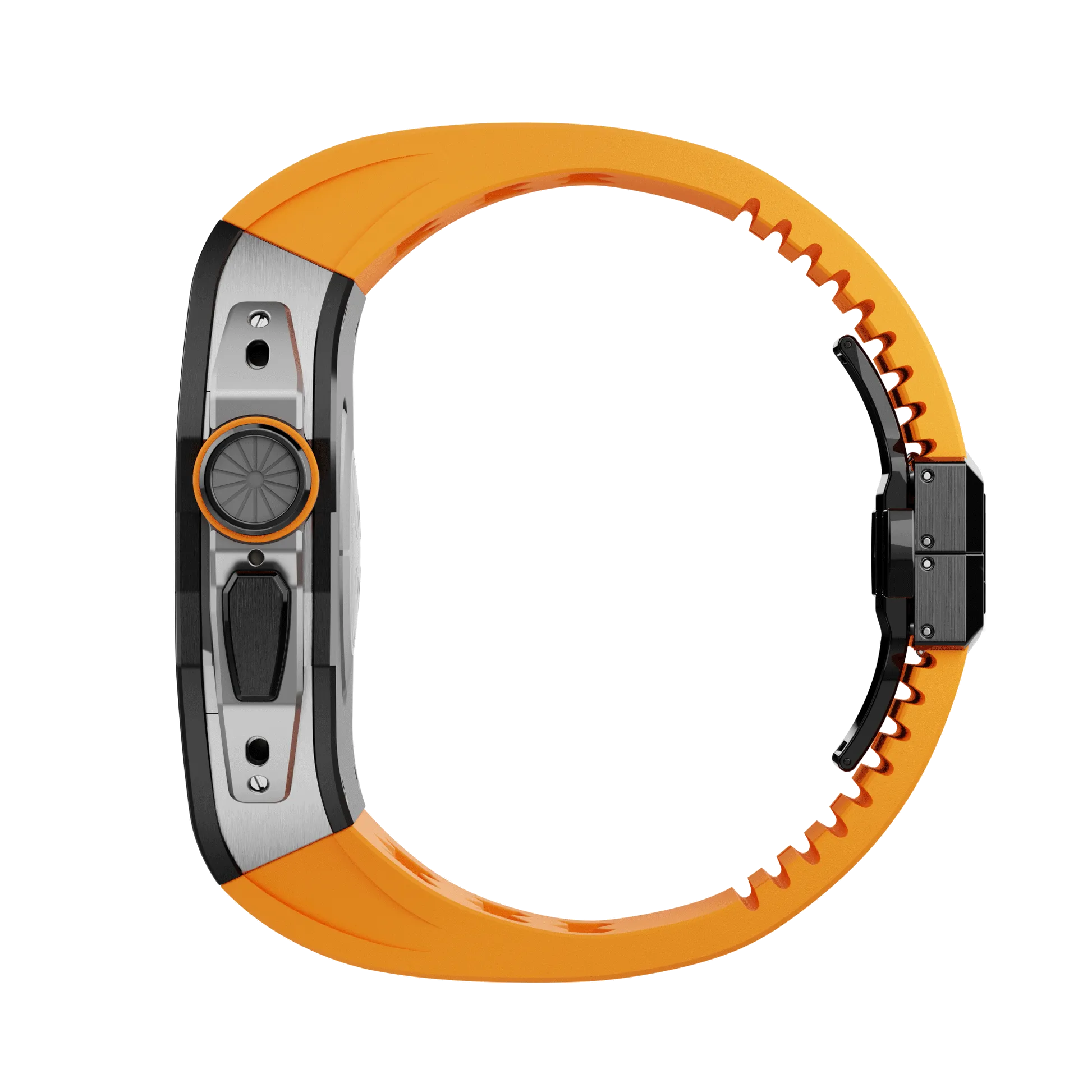 Apple Watch Ultra case black titan RL - orange rubber