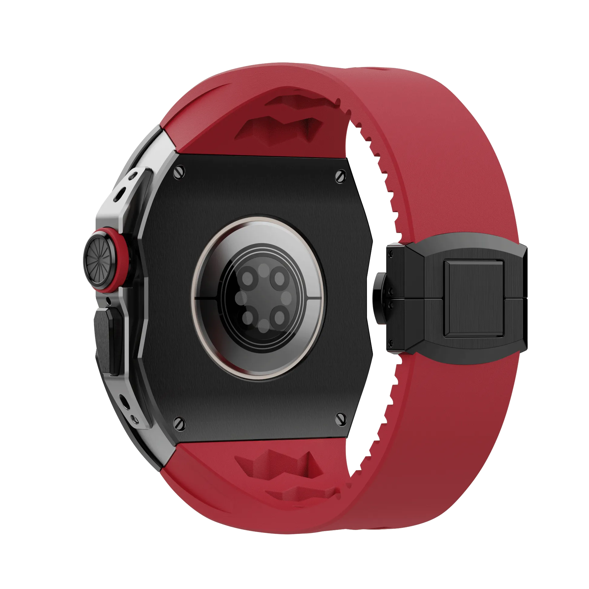 Apple Watch Ultra case black titan RL - red rubber