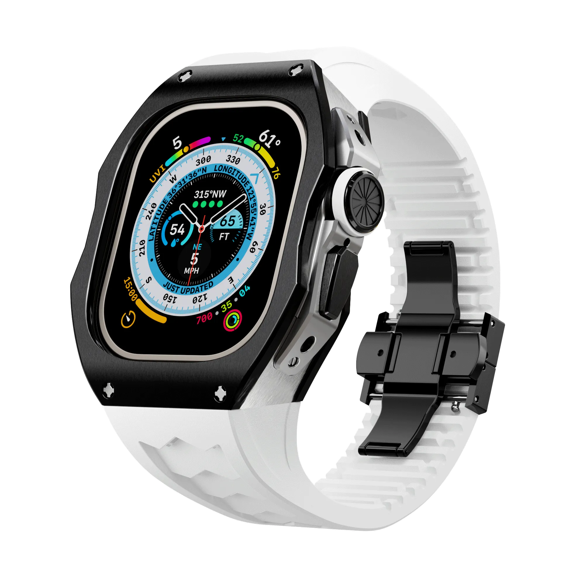 Apple Watch Ultra case black titan RL - white rubber