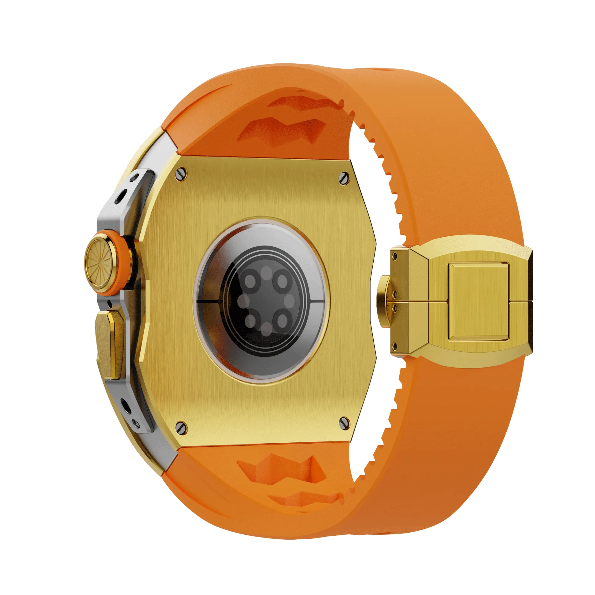 Apple Watch Ultra case gold titan RL - orange rubber