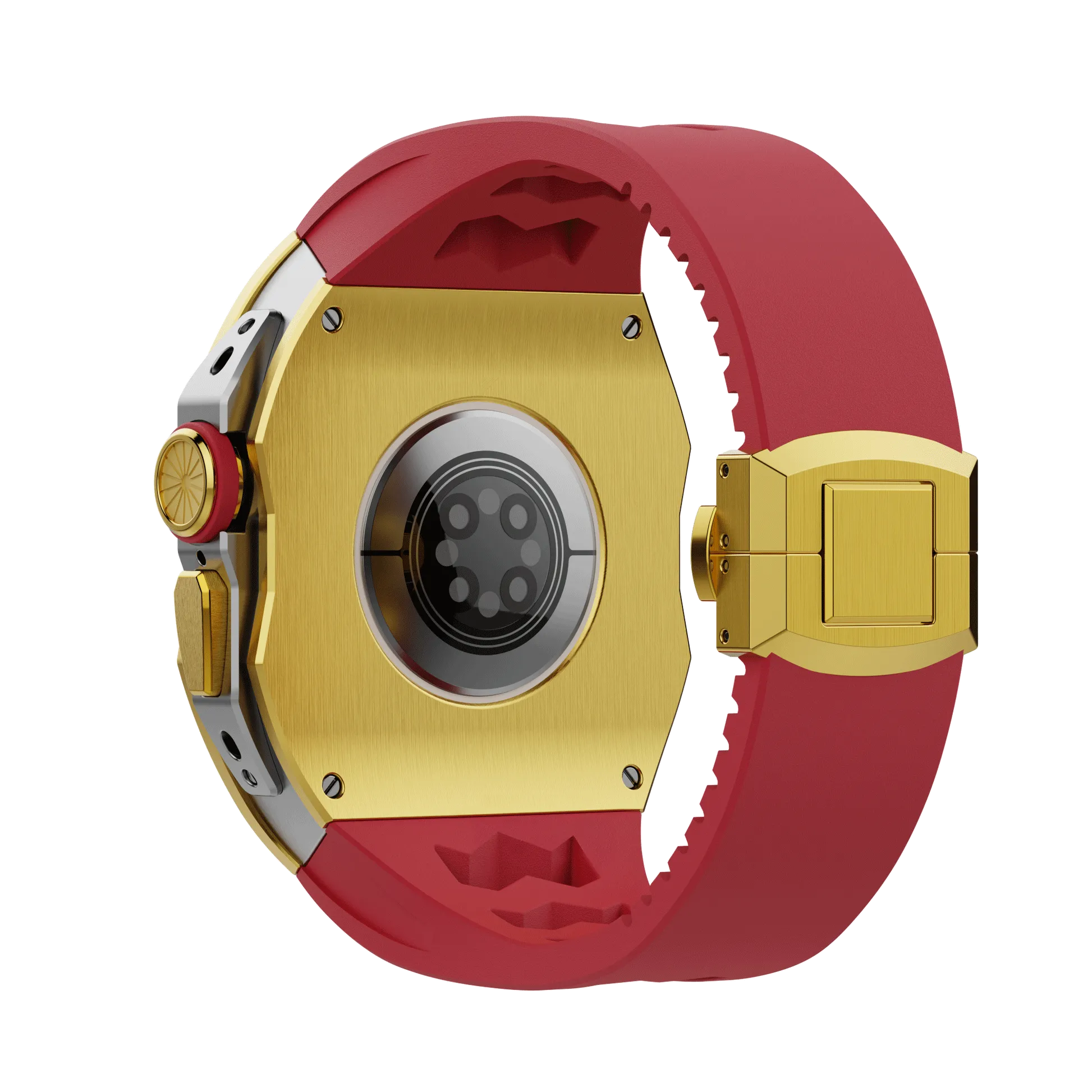 Apple Watch Ultra case gold titan RL - red rubber