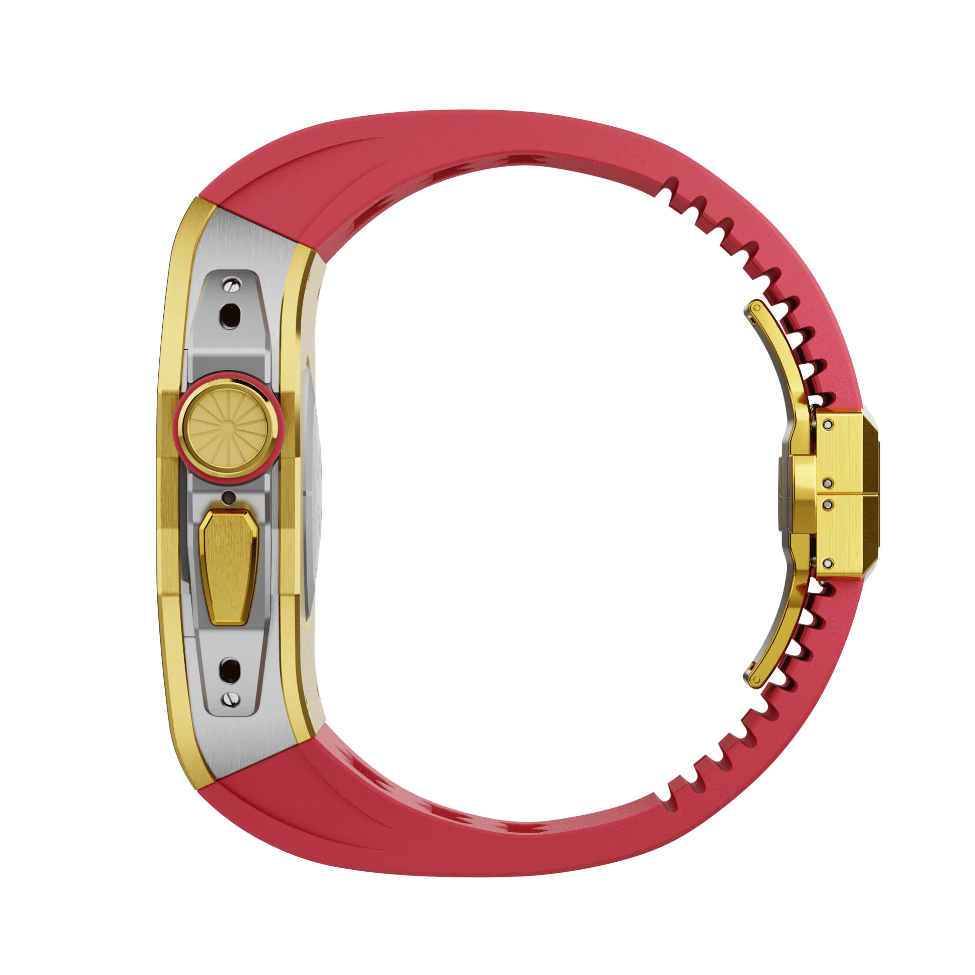 Apple Watch Ultra case gold titan RL - red rubber