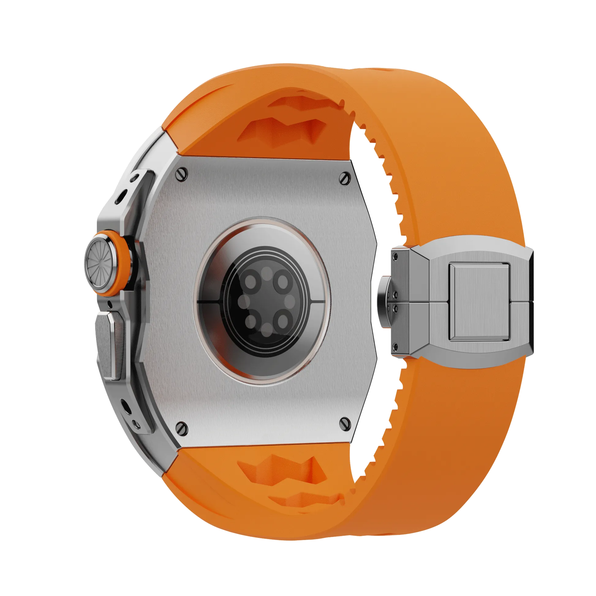 Apple Watch Ultra case silver titan RL - orange rubber