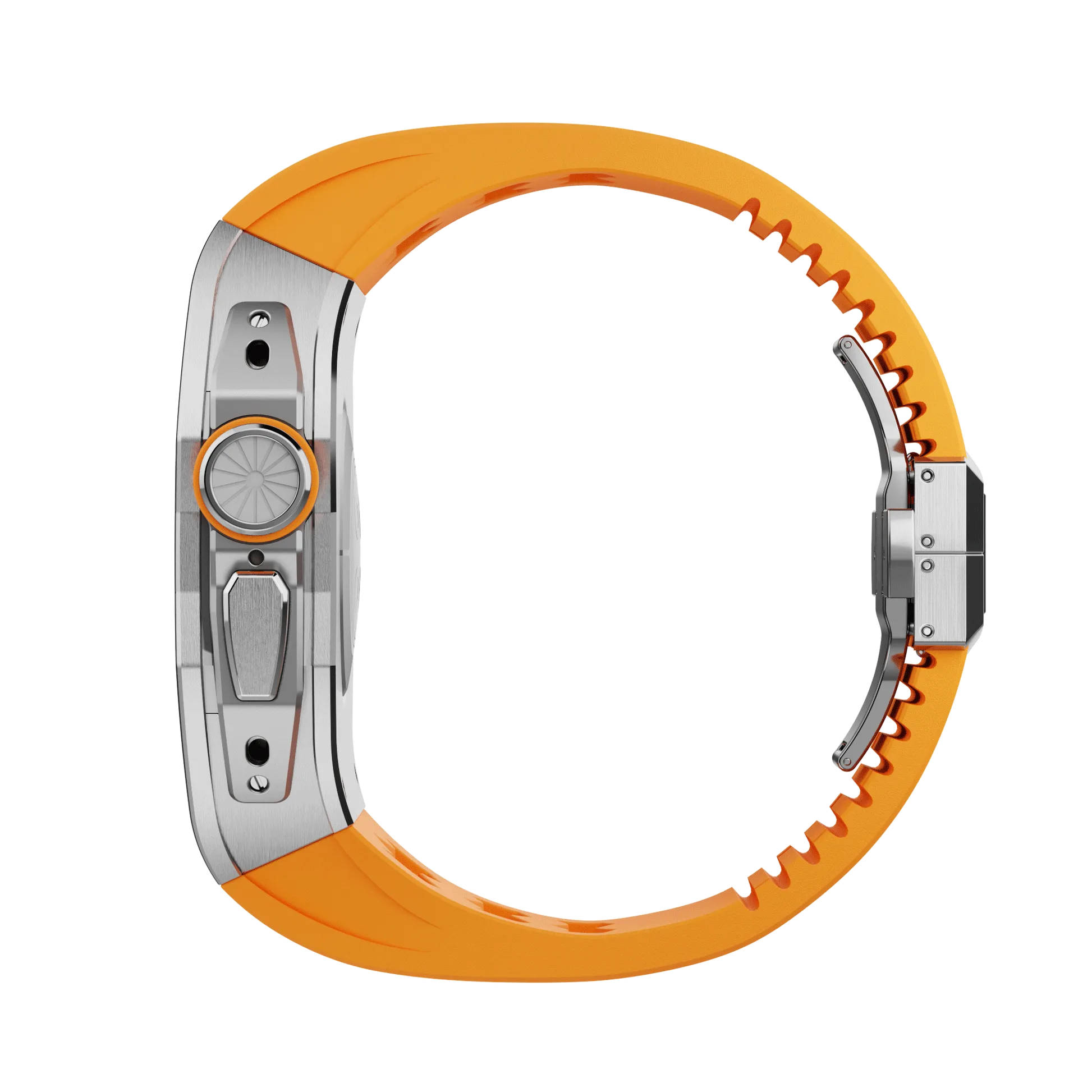 Apple Watch Ultra case silver titan RL - orange rubber