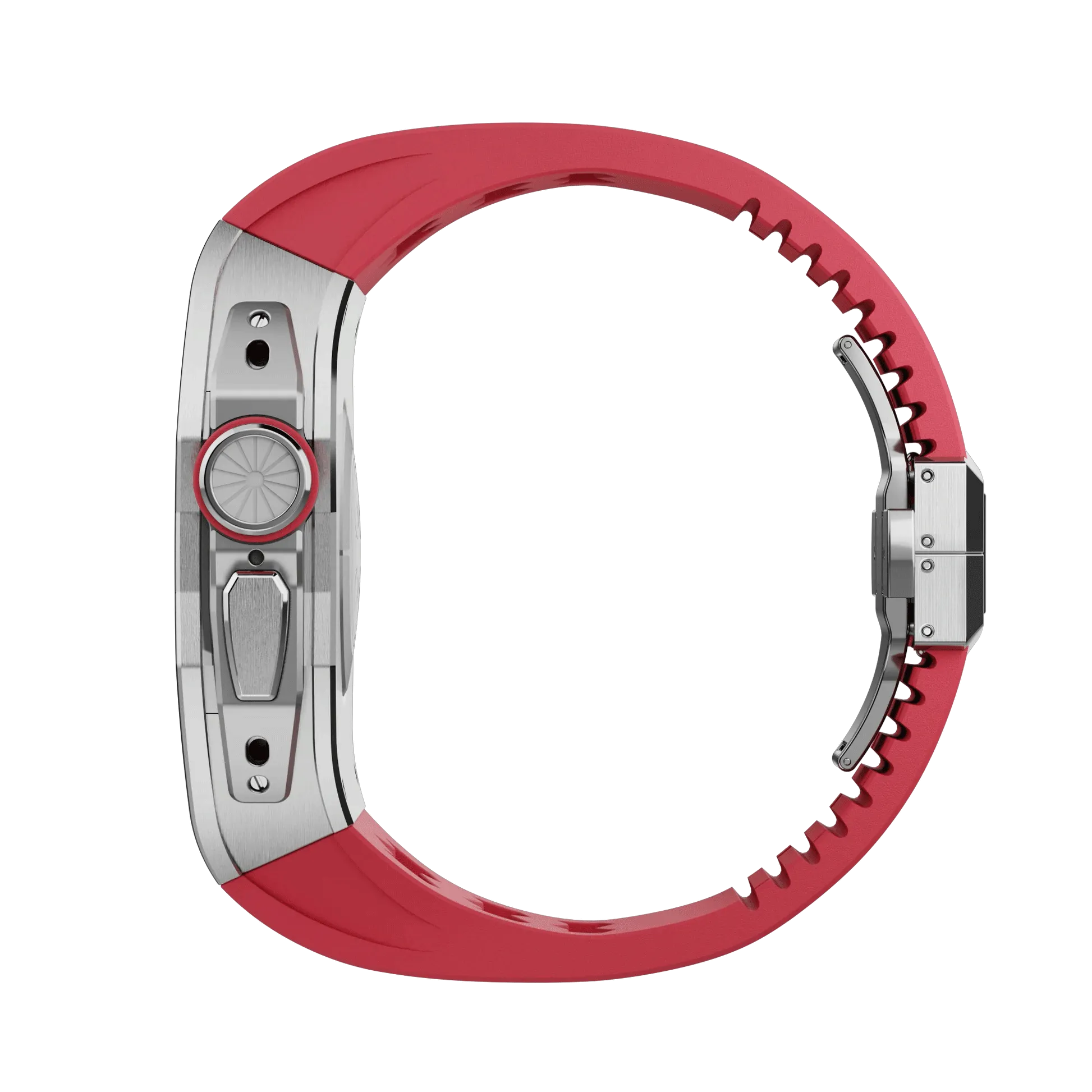 Apple Watch Ultra Case Silver Titan RL - Red Rubber