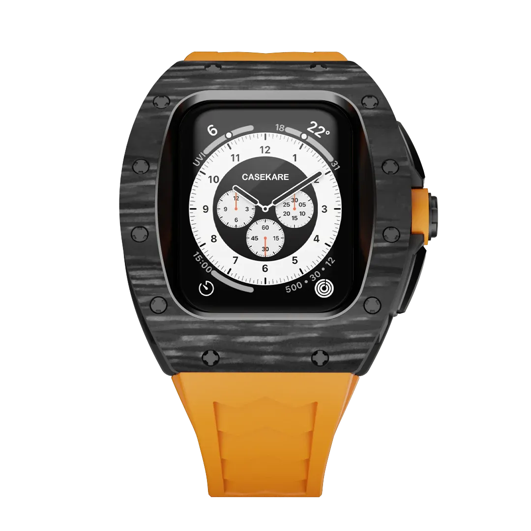 Apple Watch case black carbon RM - orange rubber