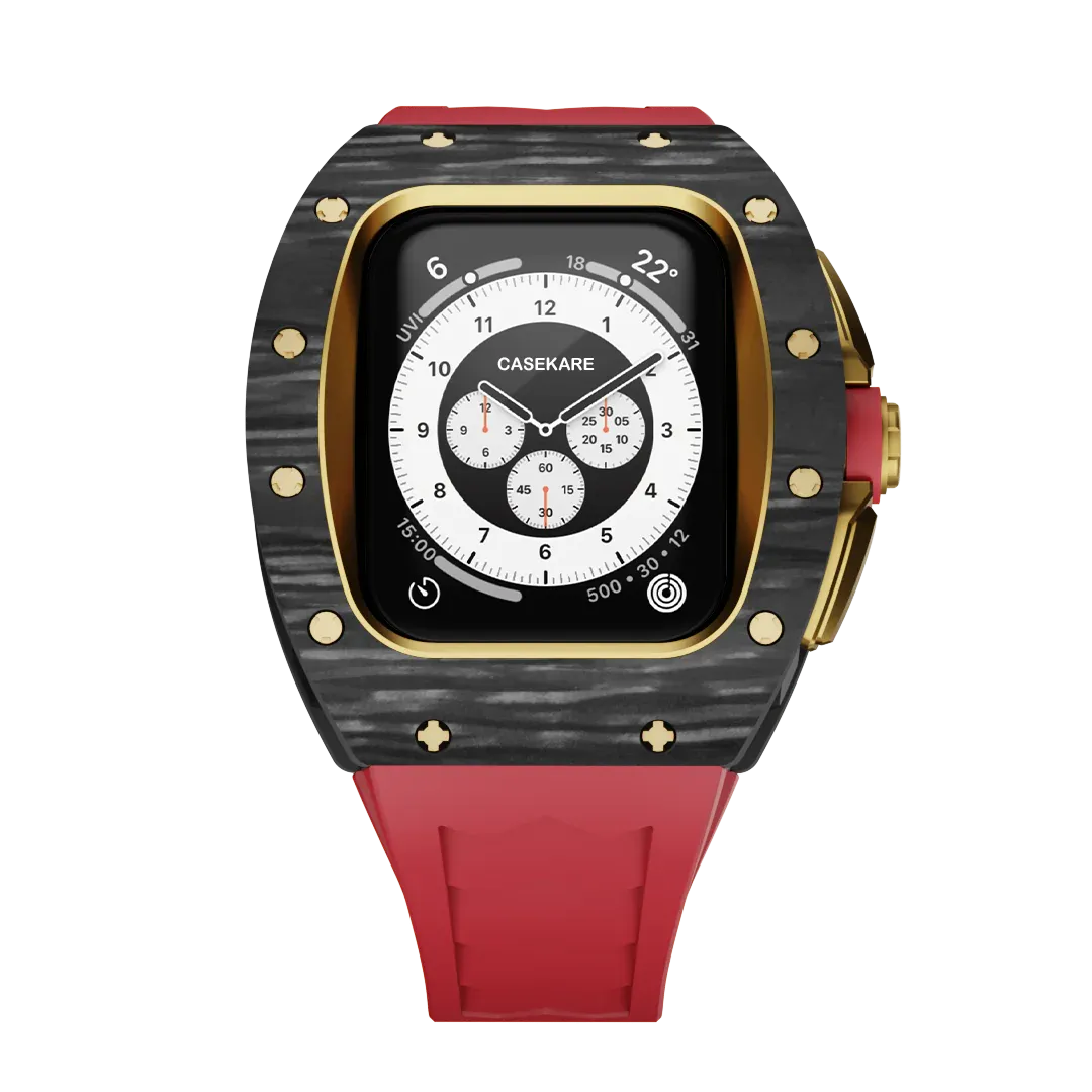 Apple Watch case black carbon RM - red rubber