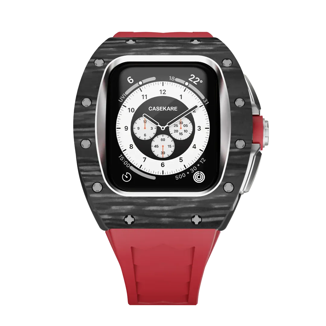 Apple Watch case black carbon RM - red rubber