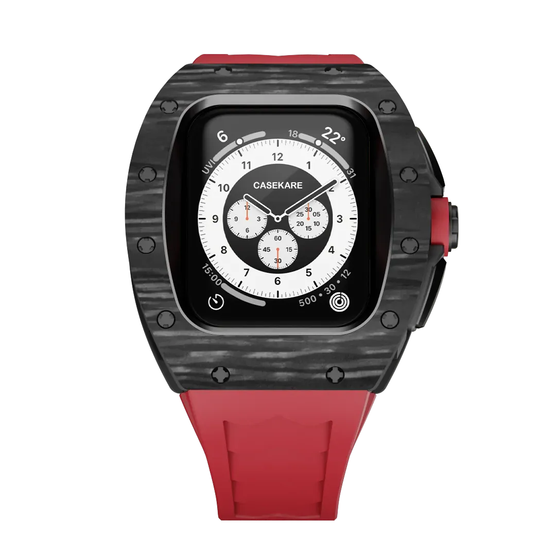 Apple Watch case black carbon RM - red rubber