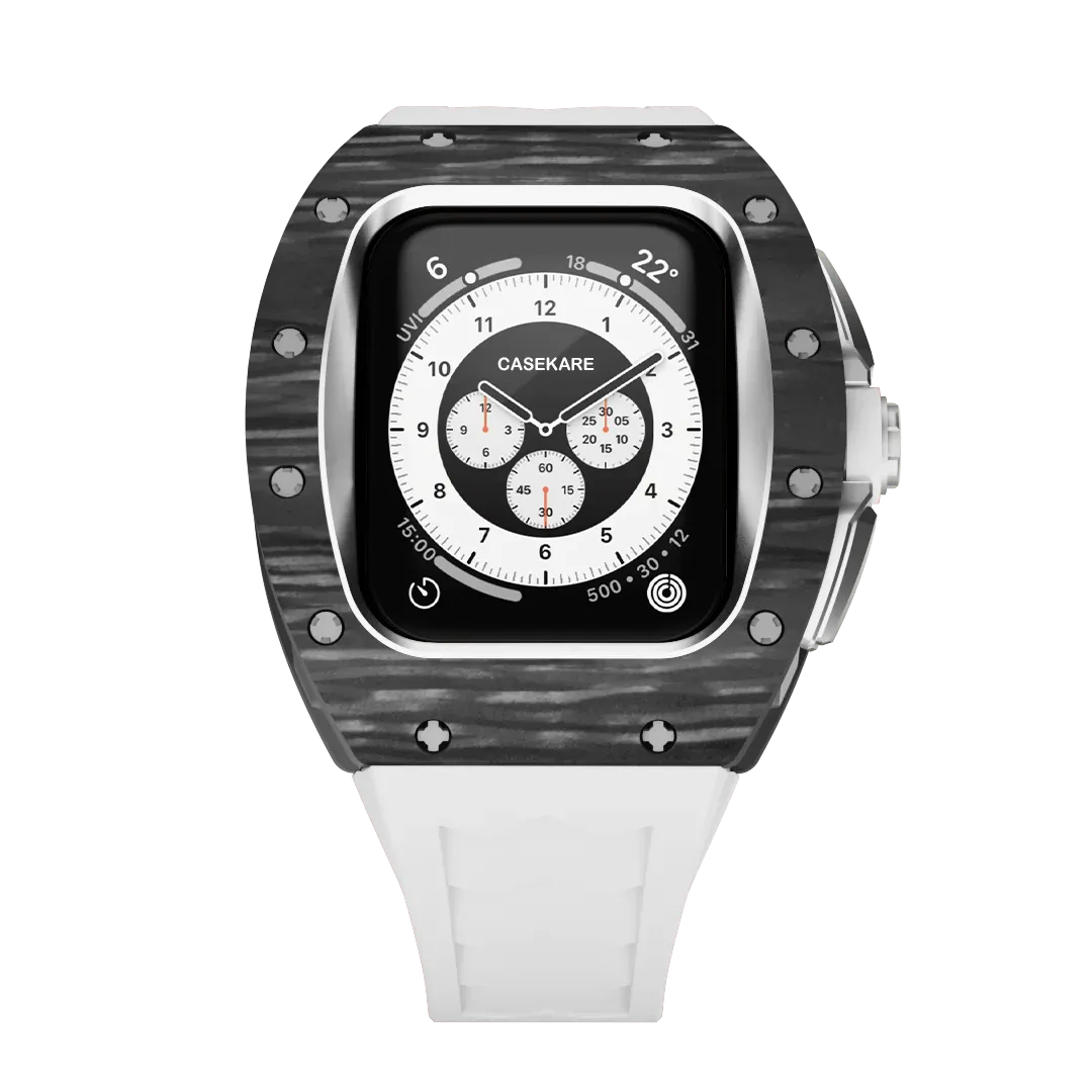 Apple Watch case black carbon RM - white rubber